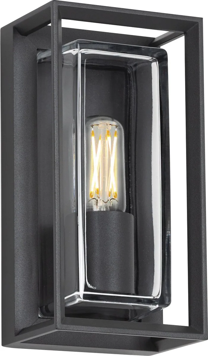 wandlamp - Eaton - buitenlamp - E27 - strak - modern - aluminium - Borosilicaat Glas de KS Verlichting en Noir – photo produit