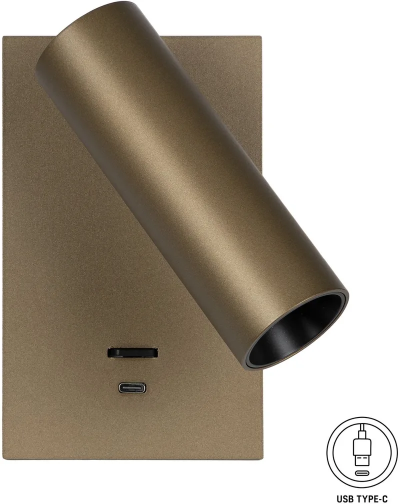 wandlamp - Elias - bedlampje - richtbaar - schakelaar - GU10 - aluminium von KS Verlichting in Bronze – Produktfoto