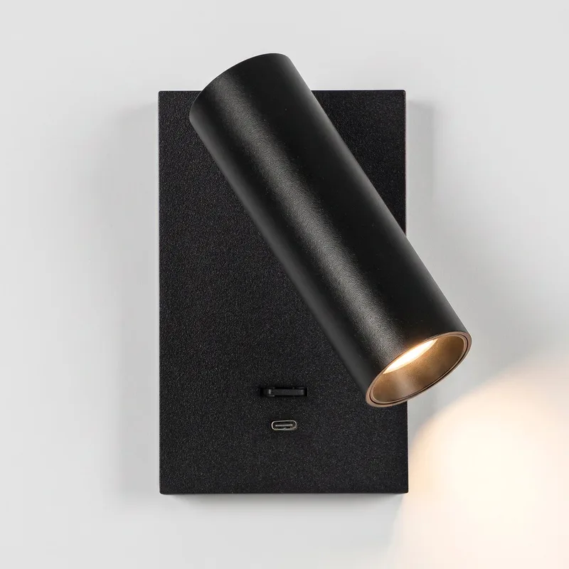 wandlamp - Elias - bedlampje - richtbaar - schakelaar - GU10 - aluminium von KS Verlichting in Schwarz – Produktfoto