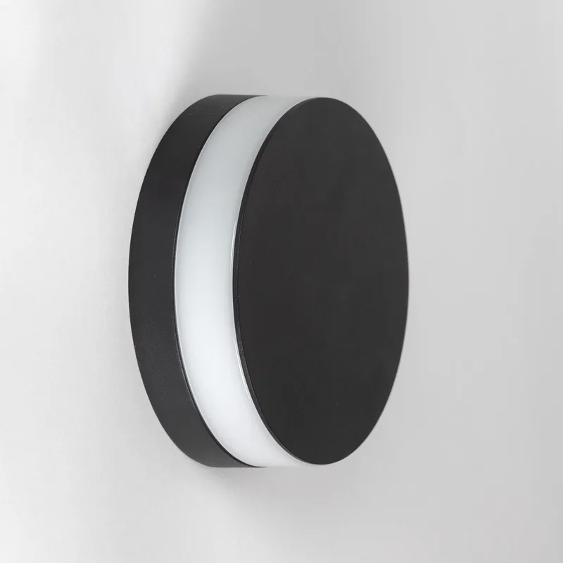 wandlamp - Finley - melkglas - LED - 3000K - IP54 - aluminium - rond by KS Verlichting in Black – product photo