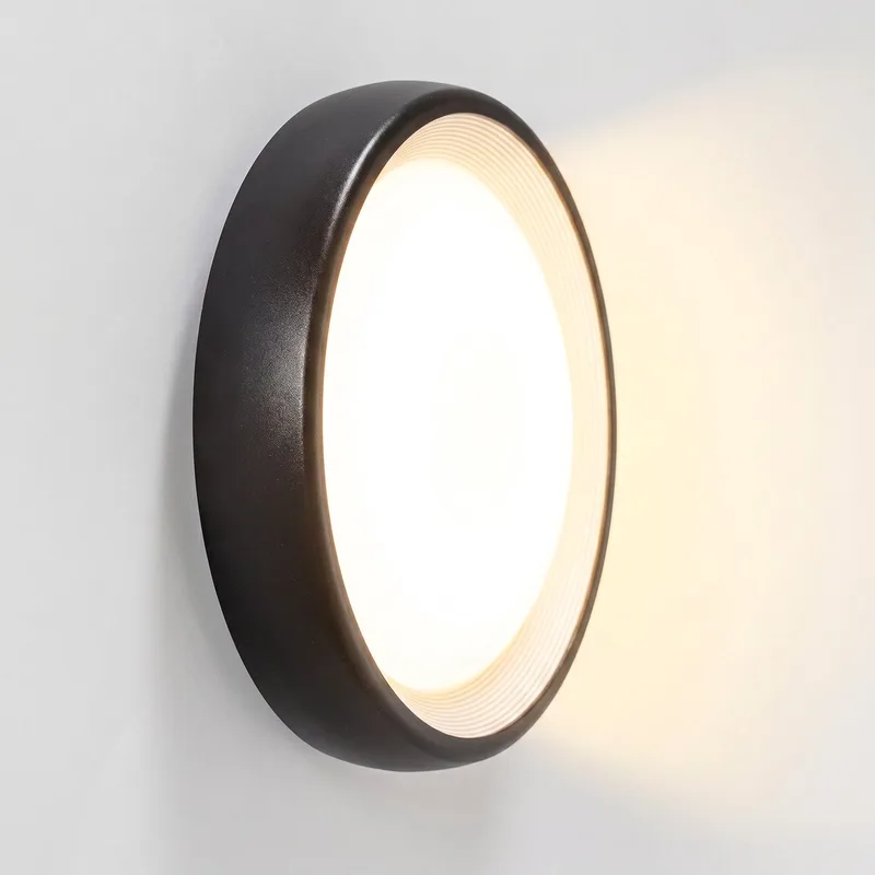 wandlamp - Flint - buitenlamp - LED - Ø31cm - rond - IP65 - 4000K de KS Verlichting en Noir – photo produit