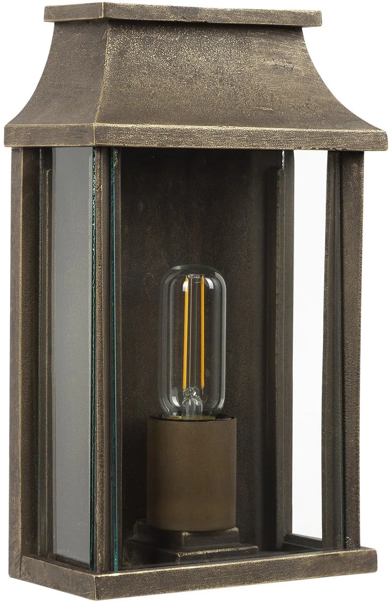 wandlamp - Goteborg - Plat - Buitenlamp - E27 - Vierkant - Glas - Klassiek von KS Verlichting in Bronze – Produktfoto