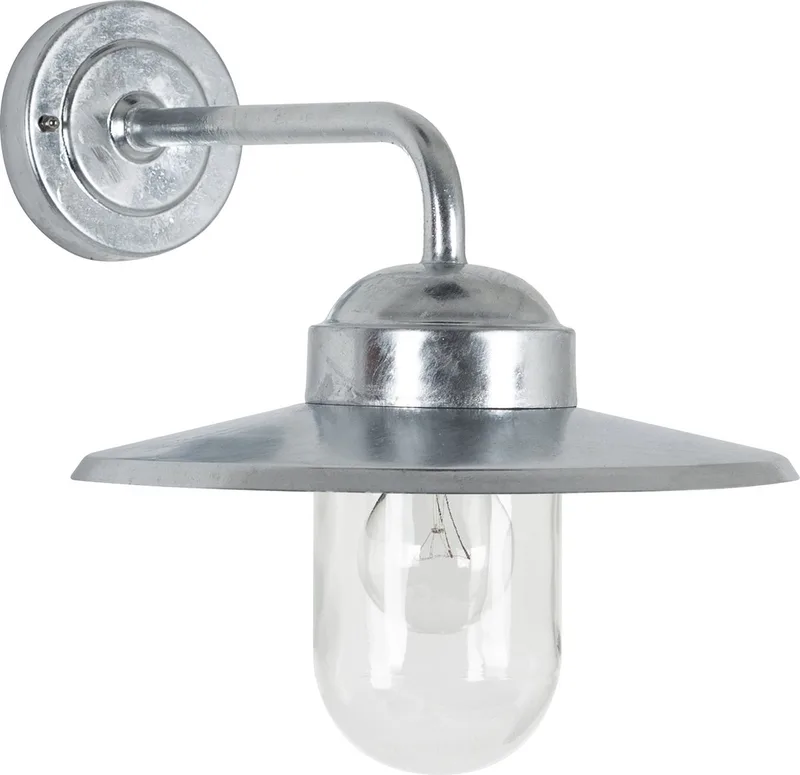 wandlamp - Gusto - Buitenlamp - E27 - Industrieel - Glas - Staal - Zilver von KS Verlichting in Gegalvaniseerd – Produktfoto
