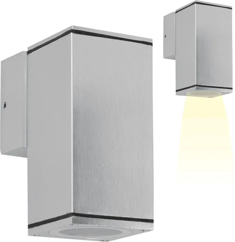 wandlamp - Kevin - aluminium - Down - GU10 - buitenlamp - modern - strak - IP54 de KS Verlichting en Alu geborsteld – photo produit