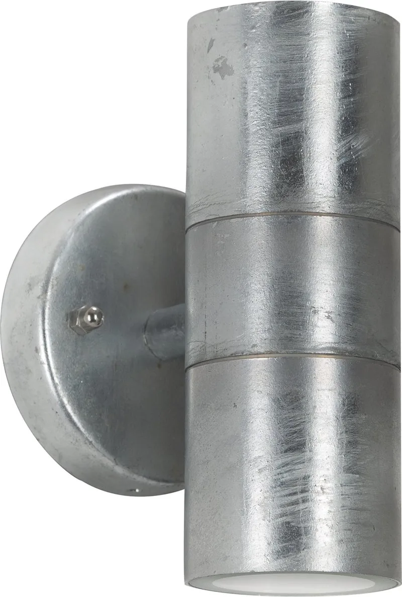 wandlamp - Orbis - up - downlighter - verzinkt staal - 2xGU10 - zilver - buitenverlichting fra KS Verlichting i Zink – produktbillede