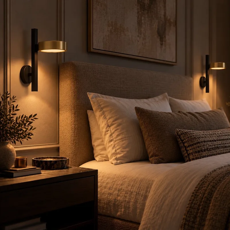 wandlamp - Orion - set van 2 - bedlamp - leeslamp - RVS - waterbestendig - downlighter von KS Verlichting in Messing – Produktfoto
