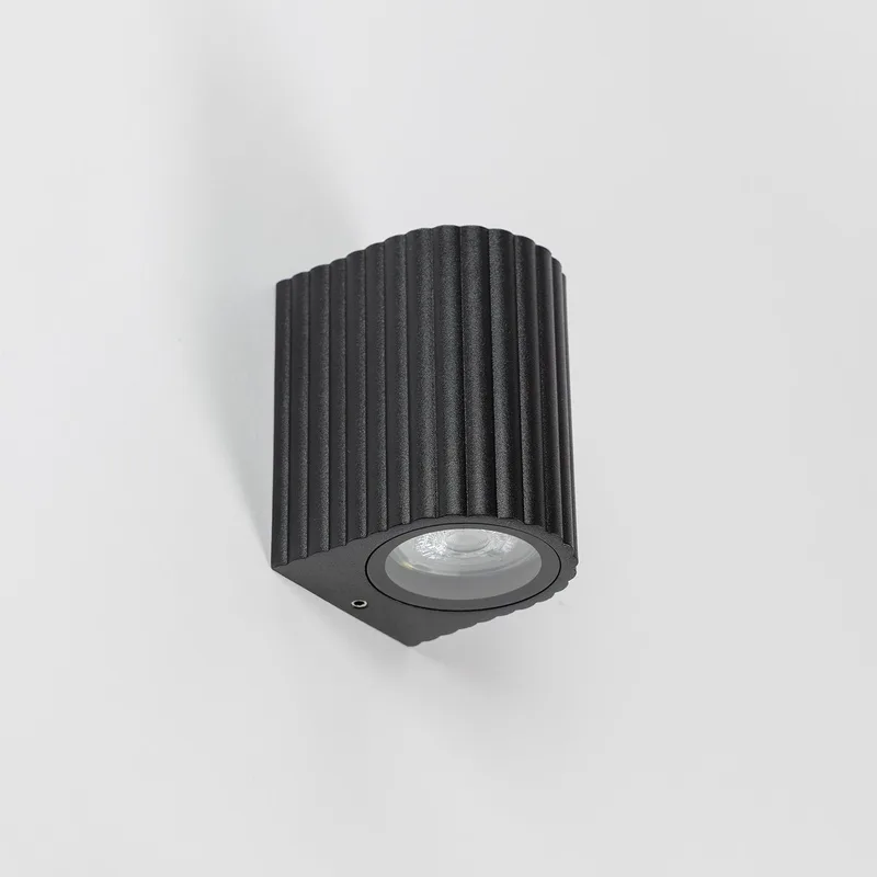 wandlamp - Oscar - downlighter - GU10 - aluminium - rond - IP65 von KS Verlichting in Schwarz – Produktfoto