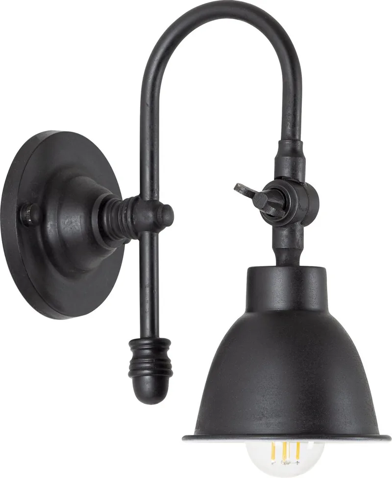 wandlamp - Pasco - messing - muurlamp - E27 - antiek van KS Verlichting in Zwart – productfoto