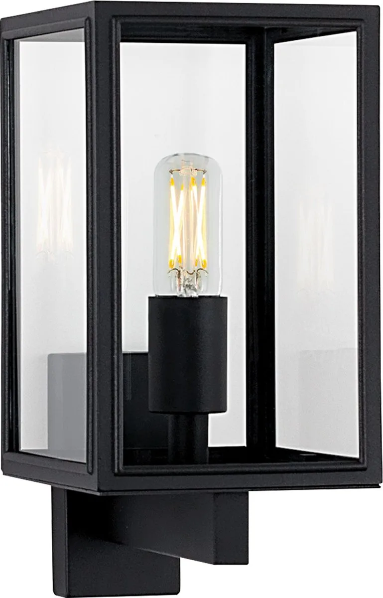 wandlamp - Soho - lichtsensor - E27 - LED - 2200K - schemerschakelaar - modern - vierkant - aluminium de KS Verlichting en Noir – photo produit