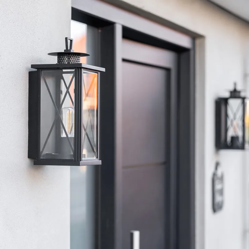 wandlamp - winchester - buitenlamp - lantaarn - E27 - glas - aluminium de KS Verlichting en Noir – photo produit