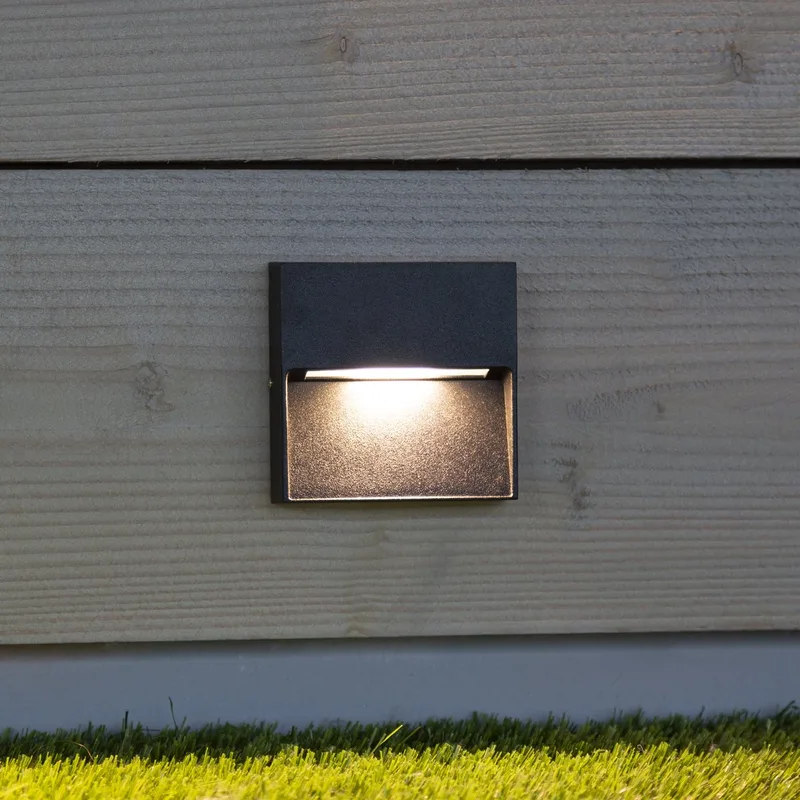Wandspot LED Shadow square buitenlamp fra KS Verlichting i Grå – produktbillede