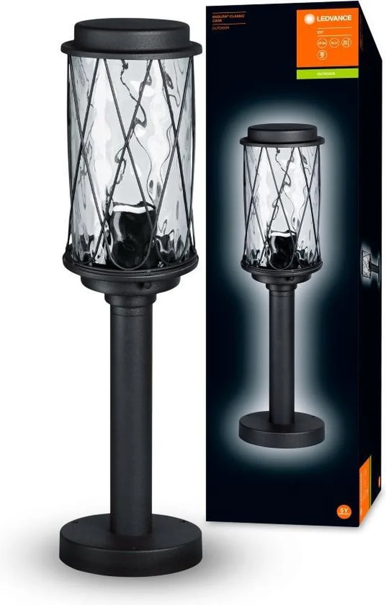 Buitenarmatuur LED: voor verdieping, E27, ENDURA® CLASSIC CAGE / 220…240 V, materiaal behuizing: aluminium, IP44, 1-bundel de LEDVANCE en Noir – photo produit