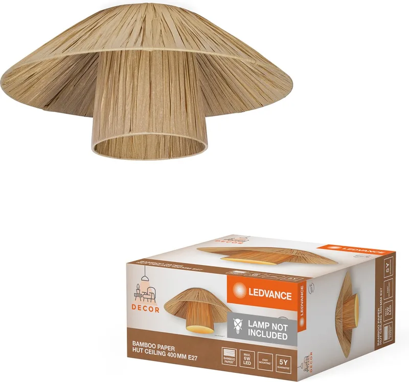 Decor Bamboo Paper Hut Plafondlamp 400 E27 de LEDVANCE en Marron – photo produit