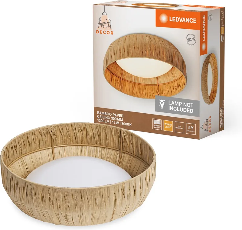 Decor Bamboo Paper Plafondlamp 300 12W 830 de LEDVANCE en Marron – photo produit
