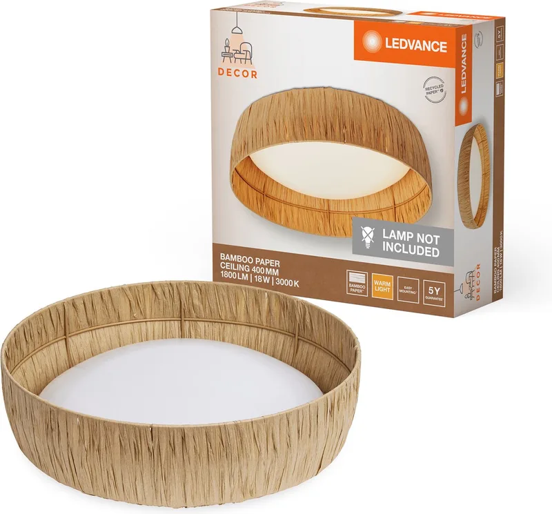 Decor Bamboo Paper Plafondlamp 400 18W 830 från LEDVANCE i Brun – produktbild