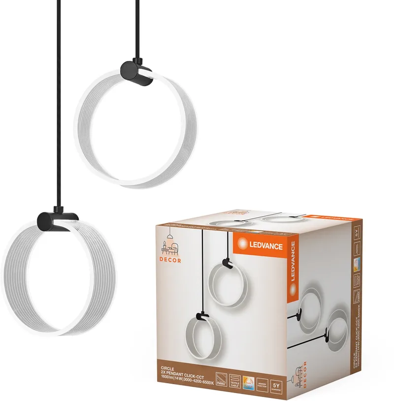 Decor Circle 2XHanglamp PL 14W Click CCT van LEDVANCE in Zwart – productfoto