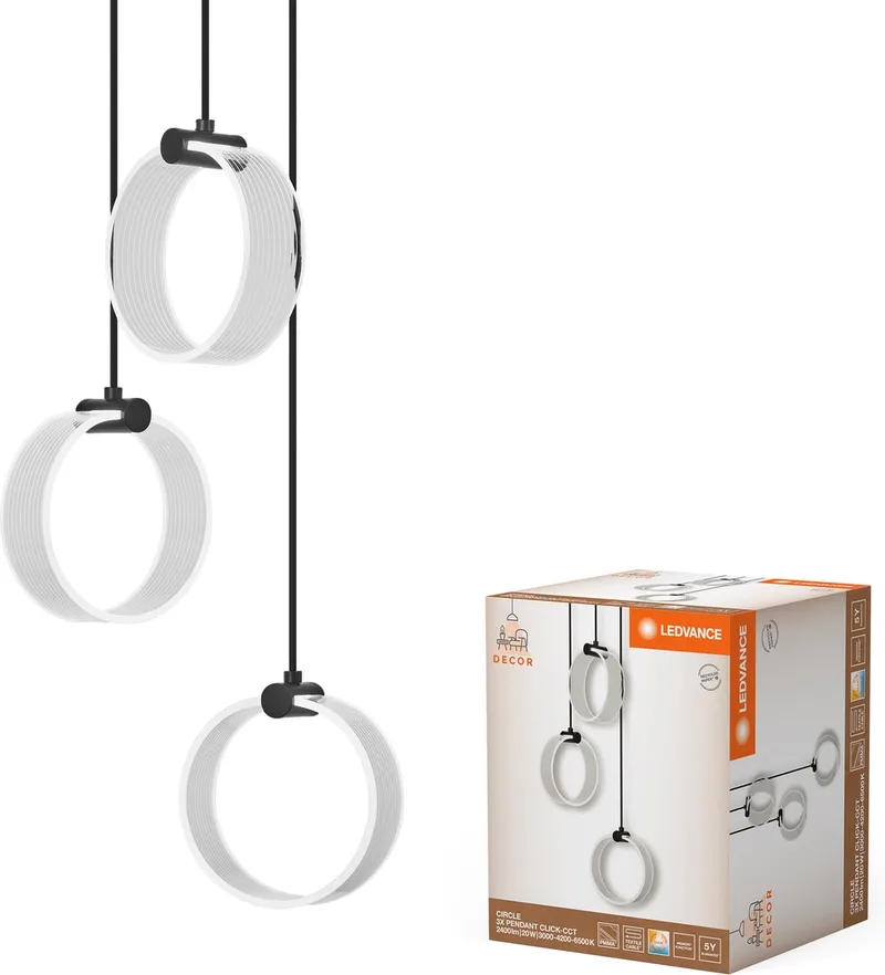 Decor Circle 3XHanglamp PL 20W Click CCT van LEDVANCE in Zwart – productfoto