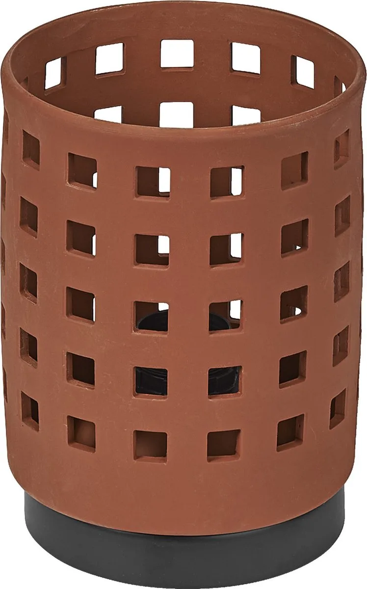 Decor Clay Windows Tafellamp van klei en metaal, 1-lichts, venstervormige lampenkap in E27-fitting voor moderne verlichting, zonder lichtbron de LEDVANCE en Marron – photo produit