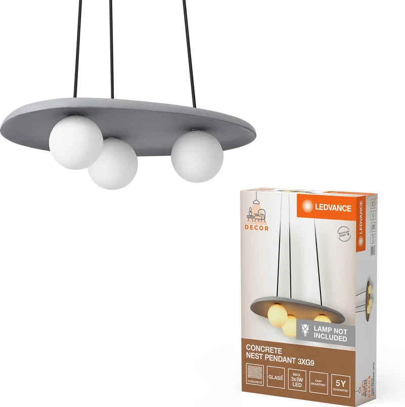 Decor Concrete Nest Hanglamp 3XG9 de LEDVANCE en Gris – photo produit