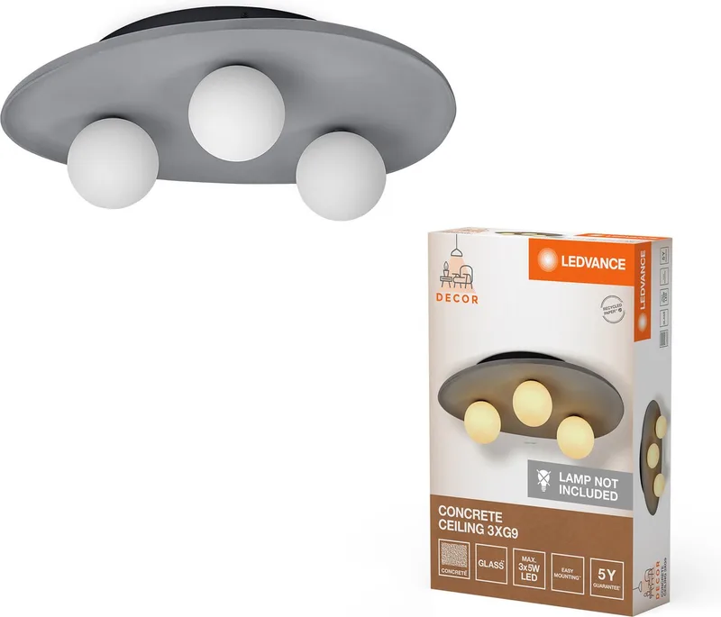 Decor Concrete Nest Plafondlamp 3XG9 by LEDVANCE in Grey – product photo