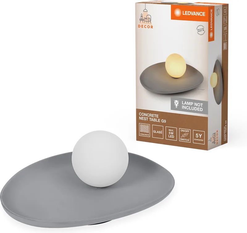 Decor Concrete Nest Tafellamp 1XG9 van LEDVANCE in Grijs – productfoto