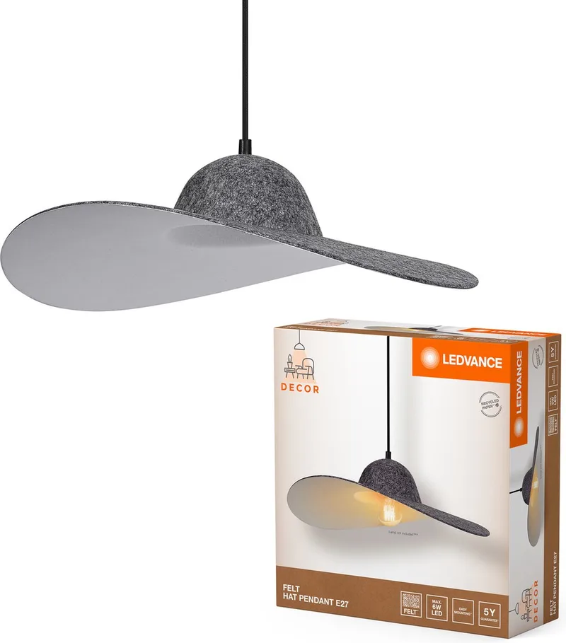 Decor Felt Hat Hanglamp 1XE27 Donkergrijs fra LEDVANCE i Grå – produktbillede