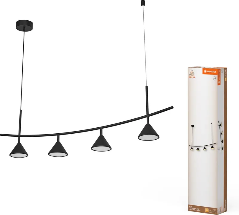 Decor Fuji 4XPendant Linear 16W 930 de LEDVANCE en Noir – photo produit