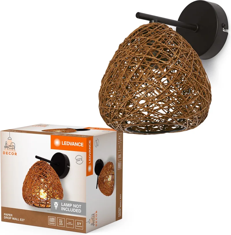 Decor Paper Drop Lineaire hanglamp, met druppelvormige lampenkappen, 3-lichts, biedt moderne verlichting voor thuis, van papier en staal, zonder lichtbron de LEDVANCE en Beige – photo produit