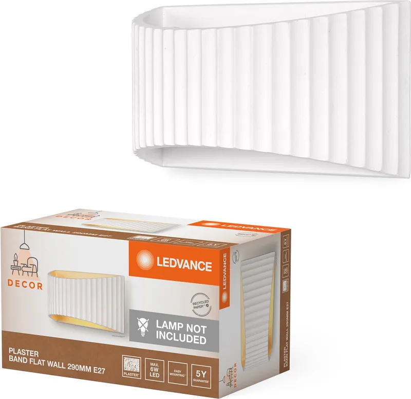 Decor Plaster Band Platte Wandlamp 290 1XE27 de LEDVANCE en Blanc – photo produit