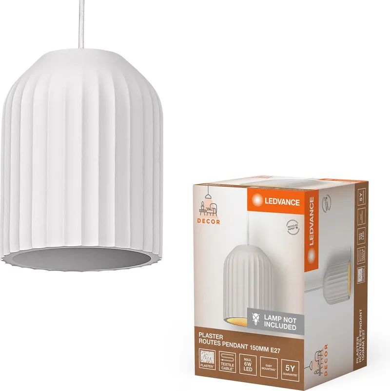 Decor Plaster Routes Hanglamp 150 1XE27 de LEDVANCE en Blanc – photo produit