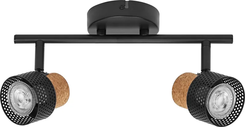DECOR SPOT CORK, 2 x 3,4W, 460lm, spot, verstelbare koppen, veelzijdig gebruik, interieurspot, vervangbare ledlampen, warm witte lichtkleur, GU10 de LEDVANCE en Noir – photo produit