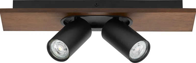 DECOR SPOT MERCURY, 2 x 3,4W, 460lm, hout-look, spot, verstelbare koppen, veelzijdig gebruik, interieurspot, vervangbare ledlampen, warm witte lichtkleur, GU10 de LEDVANCE en Noir – photo produit