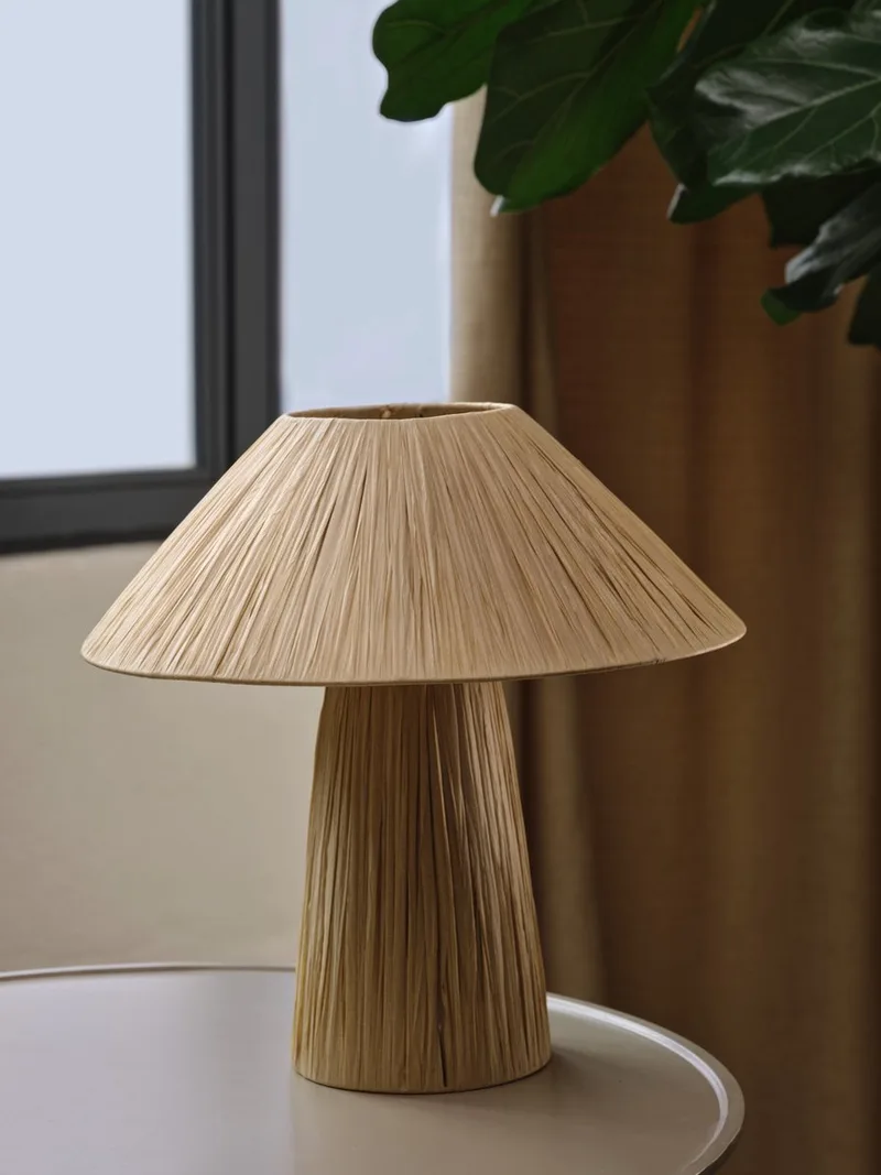 DECOR tafellamp Bamboo Paper Hut, lampenkap van bamboepapier, 1-lichts, E27-fitting, biedt moderne verlichting voor thuis, lichtbron niet inbegrepen de LEDVANCE en Marron – photo produit