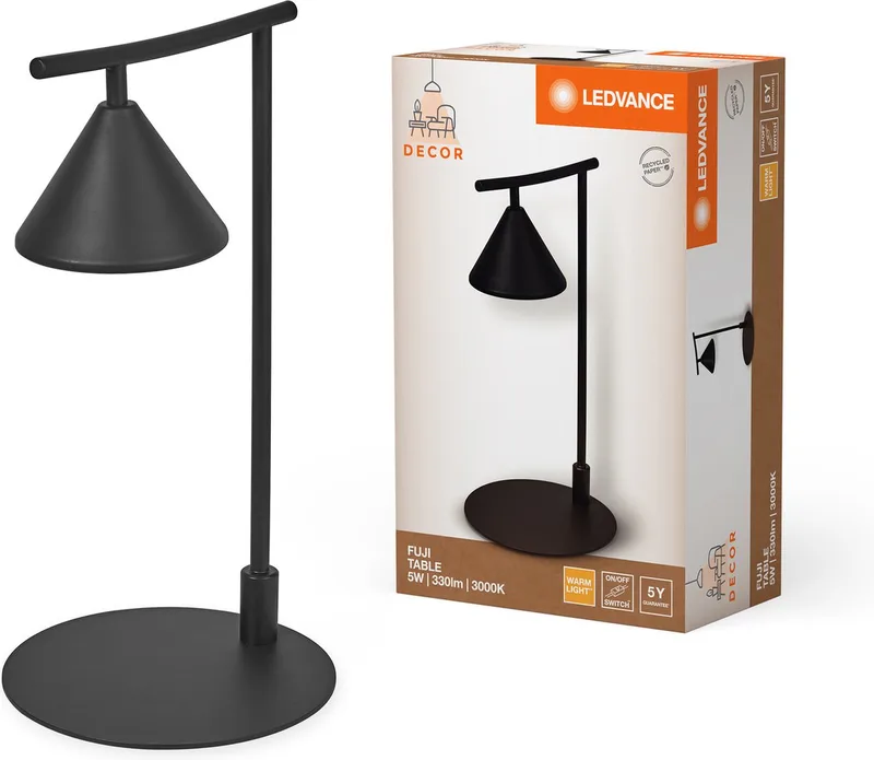 DECOR tafellamp Fuji van metaal, met 5W, biedt een stijlvolle verlichtingsoptie voor het moderne huis, lichtbron niet inbegrepen. fra LEDVANCE i Sort – produktbillede