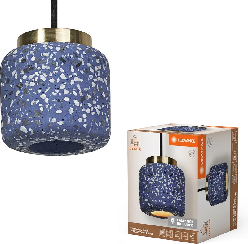 Decor Terrazzo Ball hanglamp 1XGU10 de LEDVANCE en Bleu – photo produit