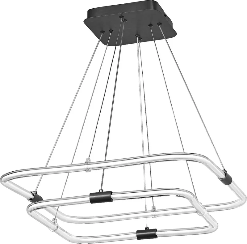 Decor Tetragon, 2-lichts hanglamp van gebogen polycarbonaat met LED en filamentontwerp, 23 W, 2500 lm, 3000 K, 830 warm wit, click dimbaar, donkergrijs, kunststof (PC), IP20 de LEDVANCE en Gris – photo produit