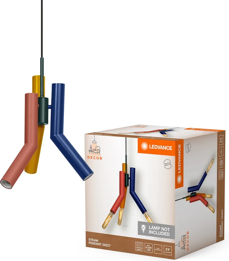 DECOR wandlamp Straw van meerkleurig metaal, met E27-fitting, biedt een stijlvolle verlichtingsoptie voor het moderne huis, lichtbron niet inbegrepen. de LEDVANCE en Multicolore – photo produit