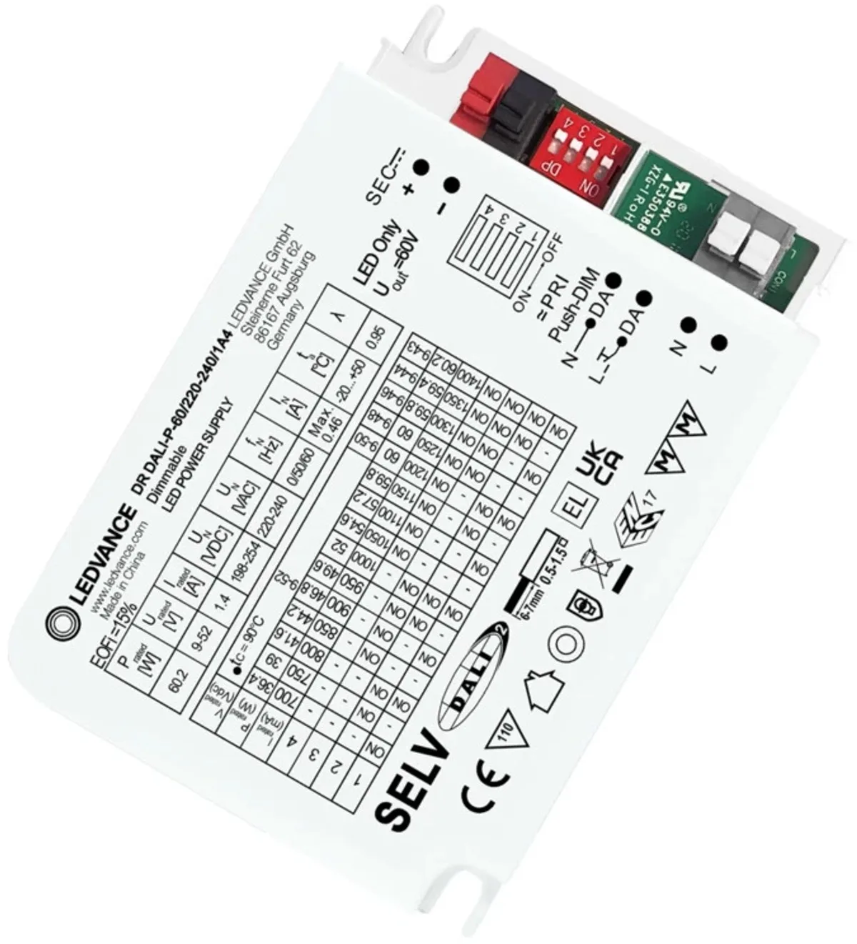 Doos 10x Ledvance LED Driver | LED DRIVER DALI PERFORMANCE GEN 2 -60/220-240/1A49V/52V | DALI Dimbaar IP20 van LEDVANCE – productfoto