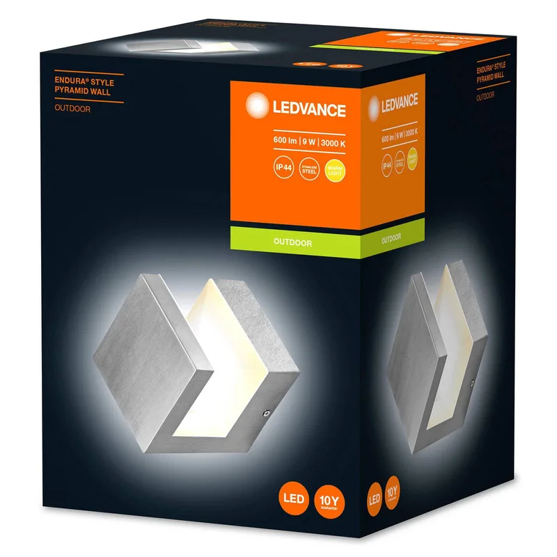 Endura Style Pyramid LED wandlamp de LEDVANCE en Roestvrij staal, Blanc – photo produit