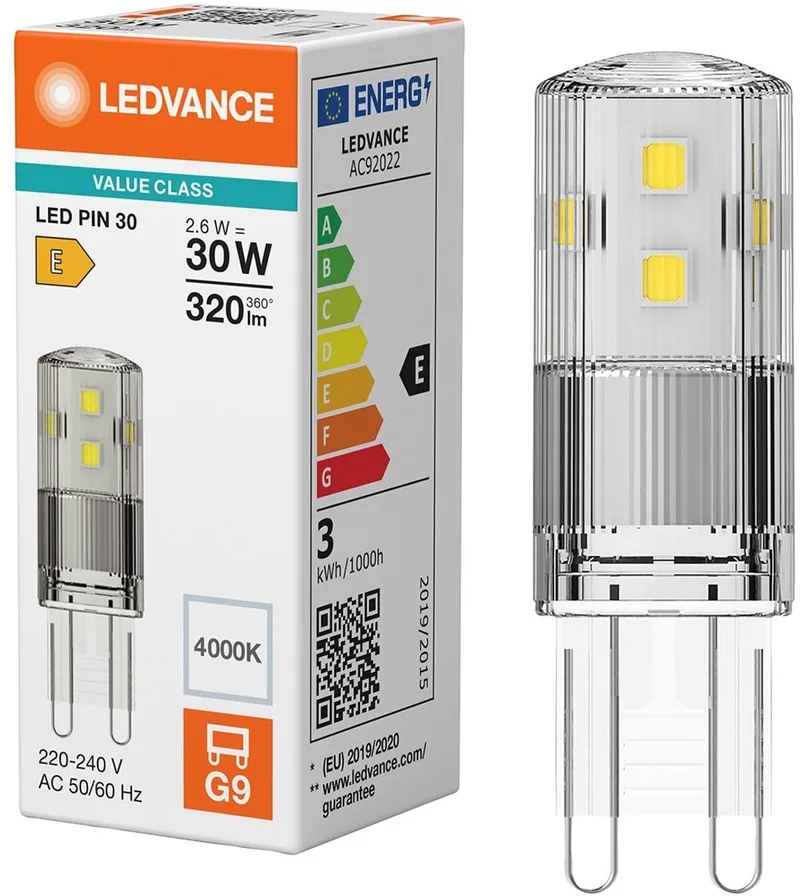 LED Capsule Steeklamp G9 - 2.6W 320lm 4000K 230V - Geschikt voor werkplek, keukenverlichting, leeslamp fra LEDVANCE – produktbillede