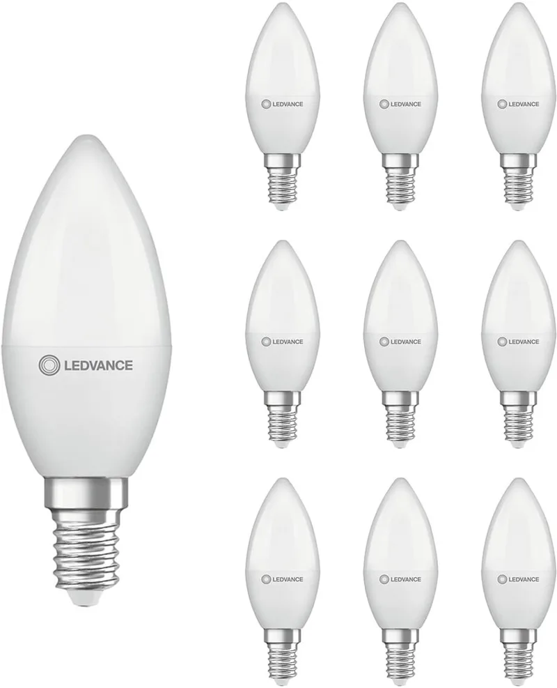 LED Filament Kaarslamp E14 - 4.9W 470lm 2700K 230V - Mat Glas - Ø37mm - 10 stuks - Geschikt voor kroonluchters, hotels, klassieke armaturen - 10 stuks by LEDVANCE – product photo