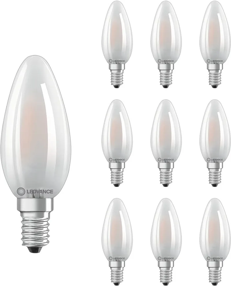 LED Filament Kaarslamp E14 - 4W 470lm 2700K 230V - Mat Glas - Ø35mm - Geschikt voor klassiek interieur, wandlampen, hotels - 10 stuks de LEDVANCE – photo produit