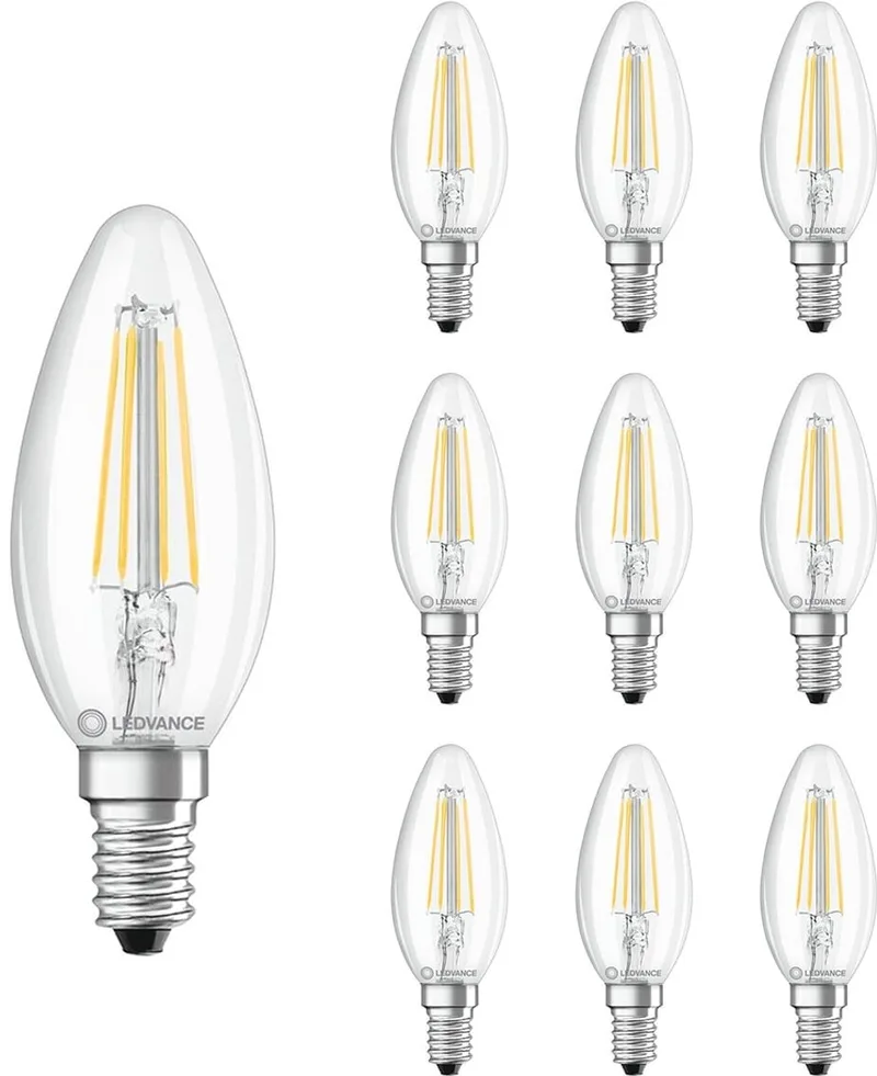 LED Filament Kaarslamp E14 - 4W 470lm 2700K 230V - Ø35mm - Geschikt voor woonkamers, tafellampen, sfeerverlichting - 10 stuks de LEDVANCE – photo produit