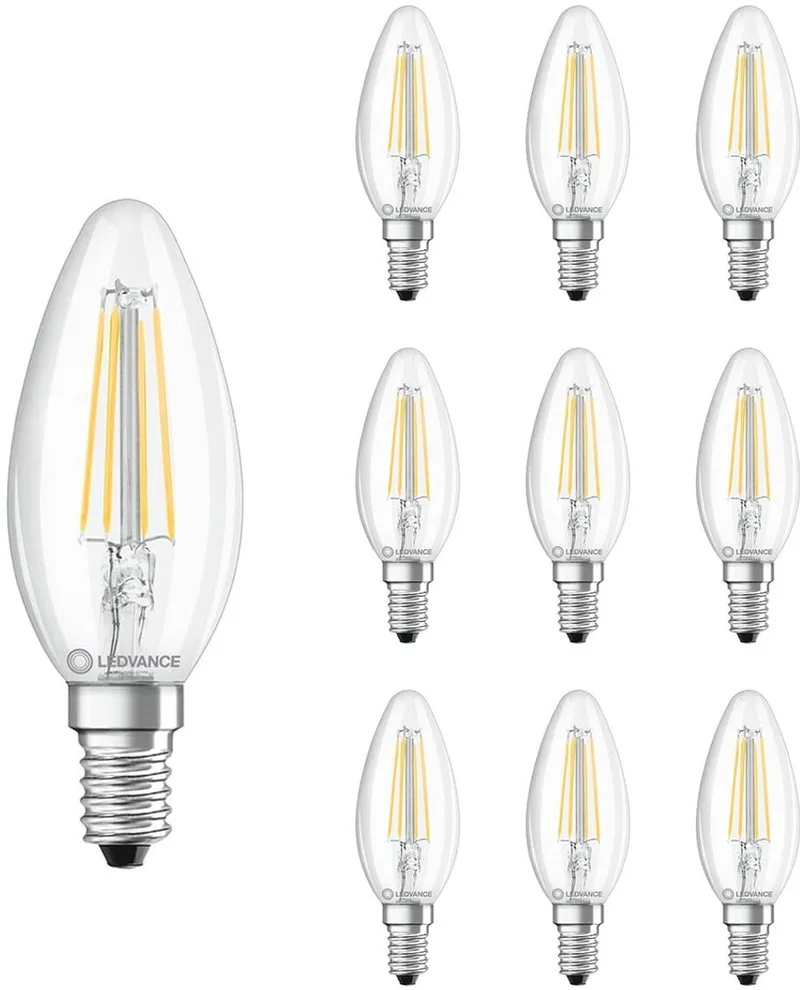 LED Filament Kaarslamp E14 - 4W 470lm 2700K 230V - Ø35mm - Geschikt voor woonkamers, tafellampen, sfeerverlichting - 10 stuks de LEDVANCE – photo produit