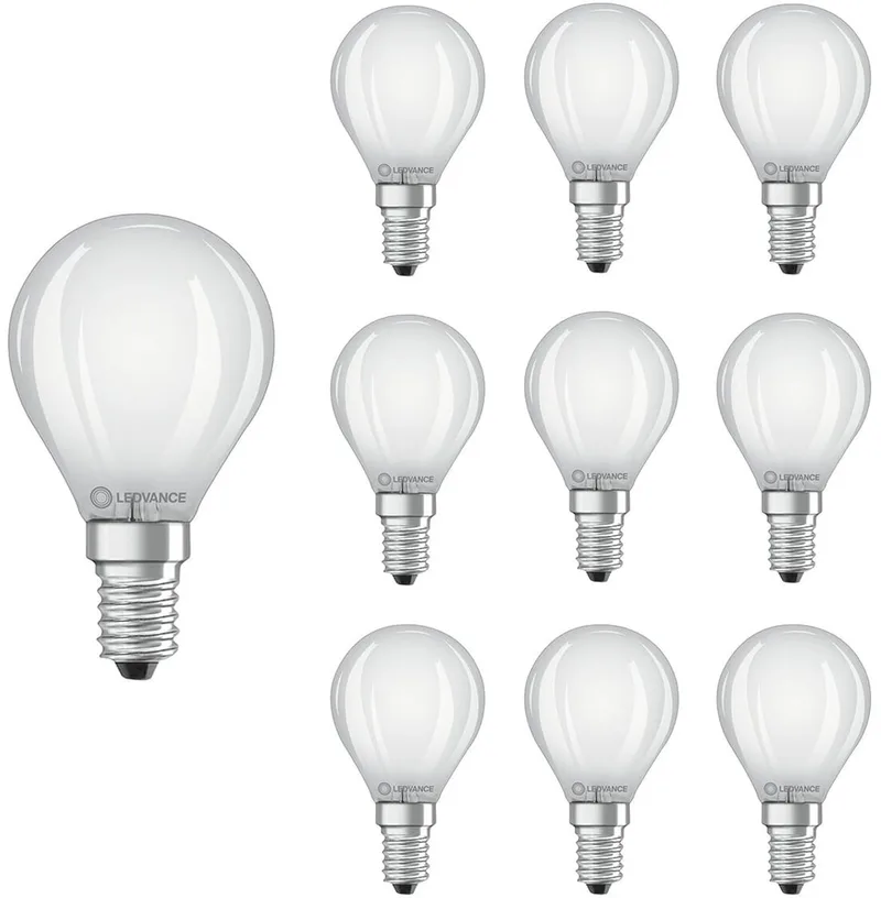 LED Filament Kogellamp E14 - 2.5W 250lm 2700K 230V - Mat Glas - Ø45mm - Geschikt voor nachtlampen, hotels, slaapkamer - 10 stuks de LEDVANCE – photo produit