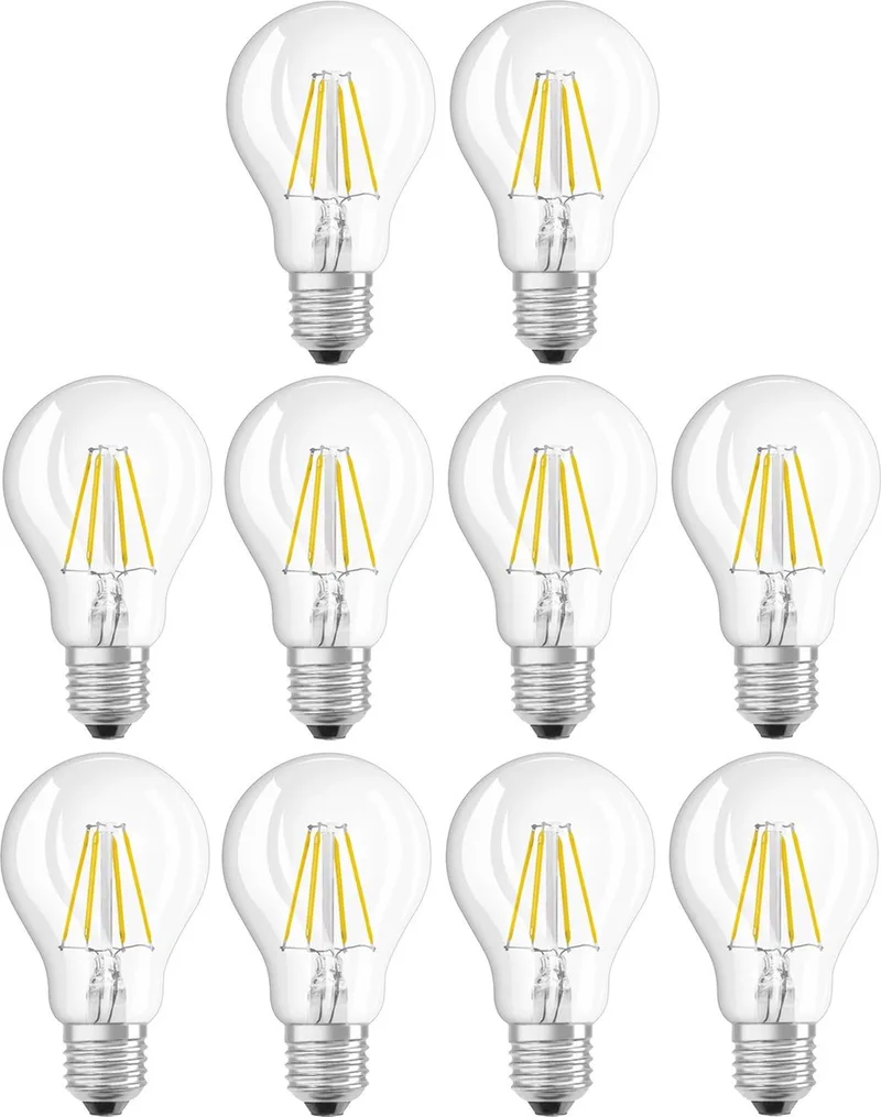 LED Filament Lamp A60 E27 - 4W 470lm 2700K 230V - Ø60mm - Geschikt voor woonkamer, tafellampen, slaapkamer - 10 stuks de LEDVANCE – photo produit