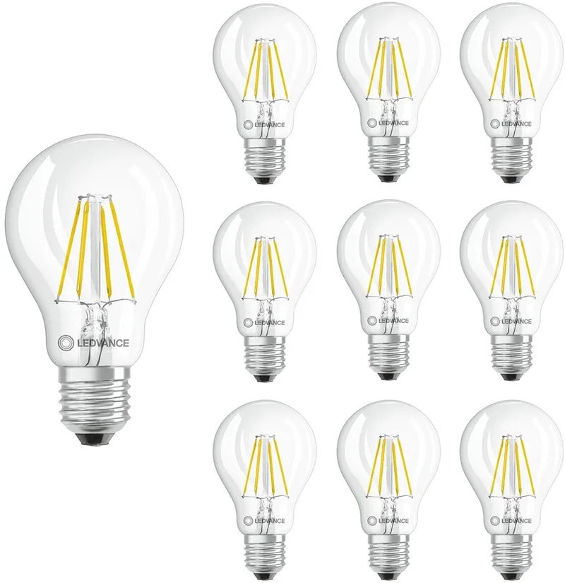 LED Filament Lamp A60 E27 - 4W 470lm 4000K 230V - Ø60mm - Geschikt voor keuken, werkruimte, kantoor - 10 stuks fra LEDVANCE – produktbillede