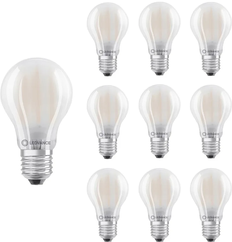 LED Filament Lamp A60 E27 - 6.5W 806lm 4000K 230V - Mat Glas - Ø60mm - Geschikt voor kantoor, hotels, algemene verlichting - 10 stuks von LEDVANCE – Produktfoto