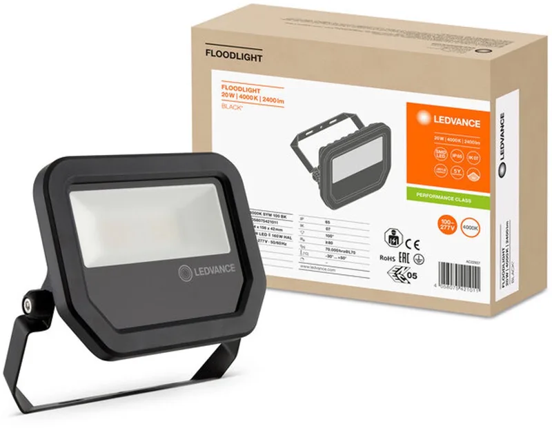 LED Floodlight Aluminium Wit 17W 2200lm 100D - 830 Warm Wit | IP66 - Symmetrisch de LEDVANCE en Aucun – photo produit