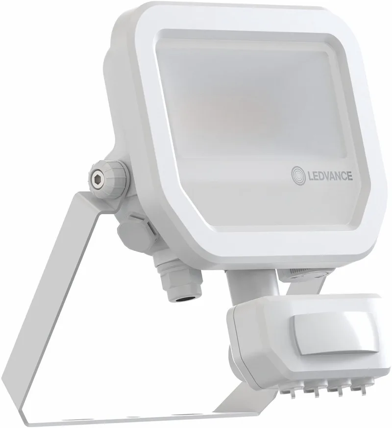 LED Floodlight Aluminium Wit 8W 1200lm 100D - 840 Koel Wit | IP65 - Bewegings- En Lichtsensor - Symmetrisch de LEDVANCE en Aucun – photo produit